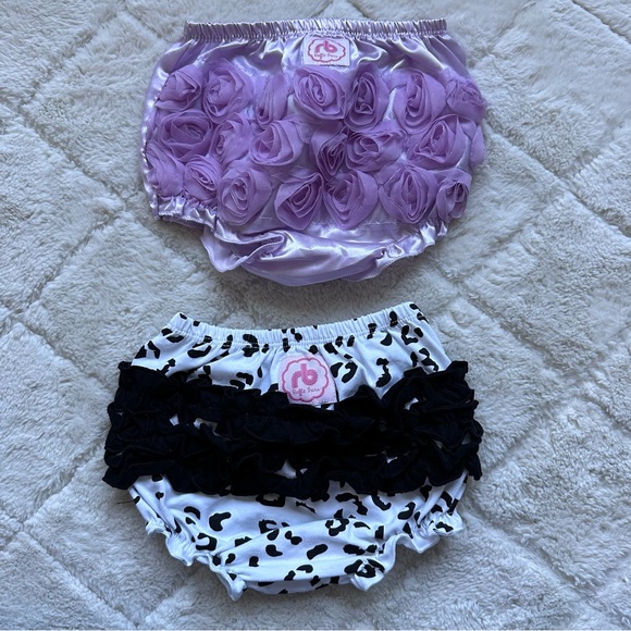 Ruffle Buns | Two pack Lilac Roses and Snow Leopard Diaper Covers | One Size - Picture 2 of 9